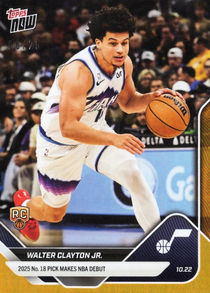 2025 Topps Now Walter Clayton Jr #16 Orange Foil /25 Utah Jazz Rookie Card
