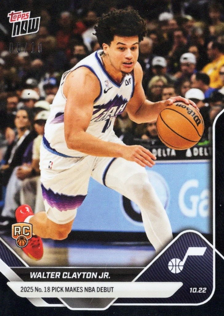 2025 Topps Now Walter Clayton Jr #16 Black Foil /10 Utah Jazz Rookie Card