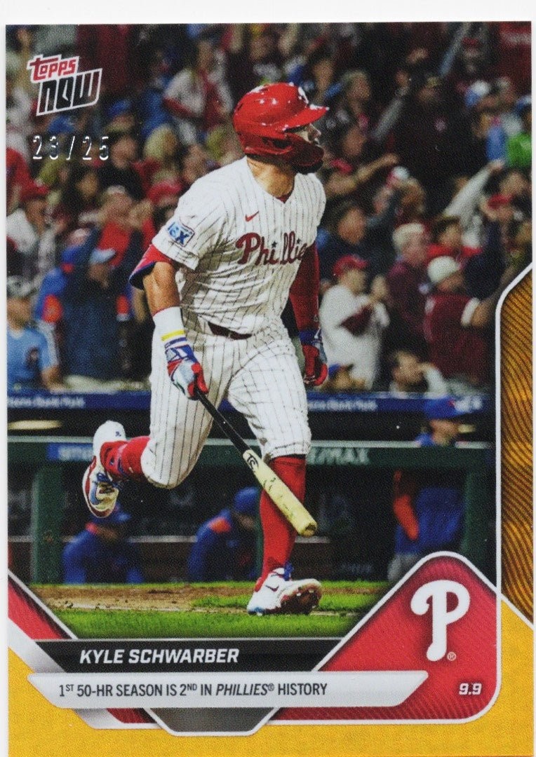 2025 Now Kyle Schwarber #682 Orange Foil /25 Philadelphia Phillies Card