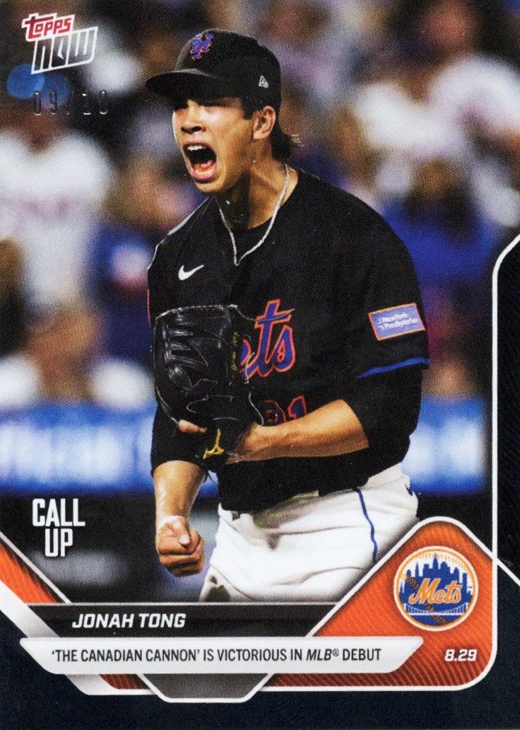 2025 Topps Now Jonah Tong #628 Black Foil /10 New York Mets Rookie Card