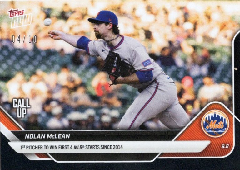 2025 Topps Now Nolan McLean #651 Black Foil /10 New York Mets RC Card