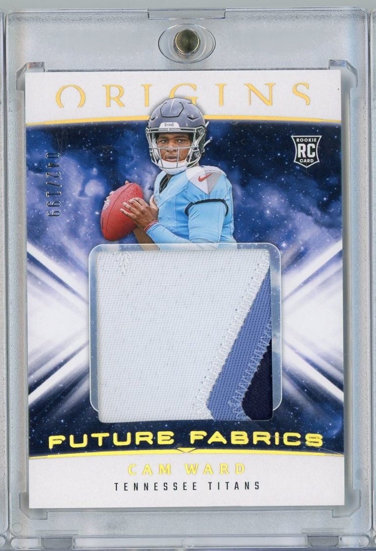 2025 Panini Origins Future Fabrics Cam Ward #FF1 /199 Relic Rookie Card