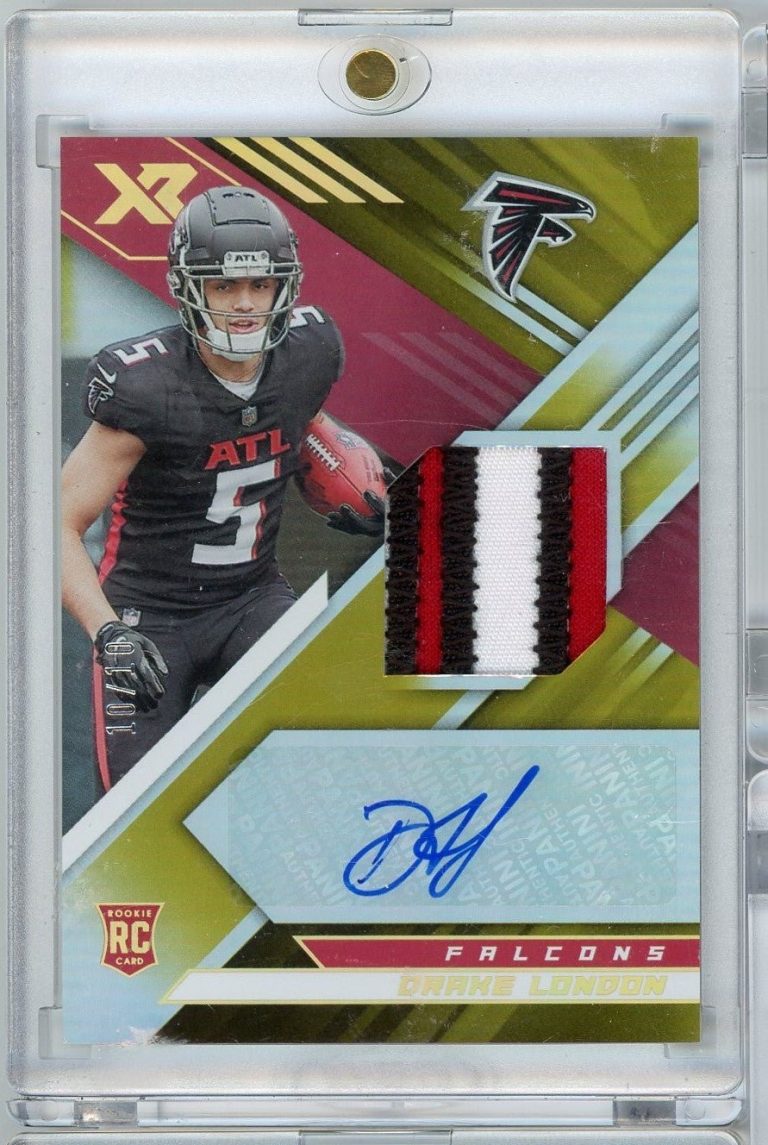 2022 Panini XR Gold Drake London #RSADL 10/10 RPA Auto Rookie RC Card