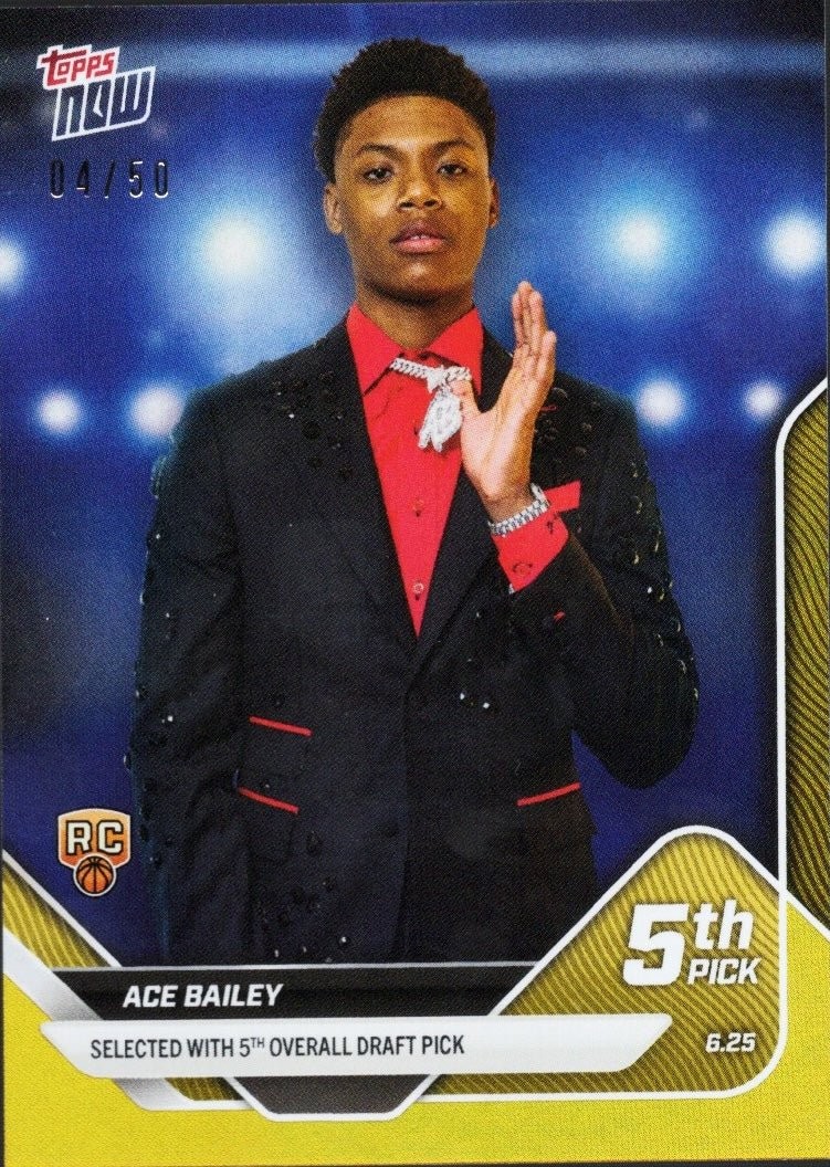 2025 Topps Now Ace Bailey #D5 Gold Foil /50 Utah Jazz Rookie RC Card