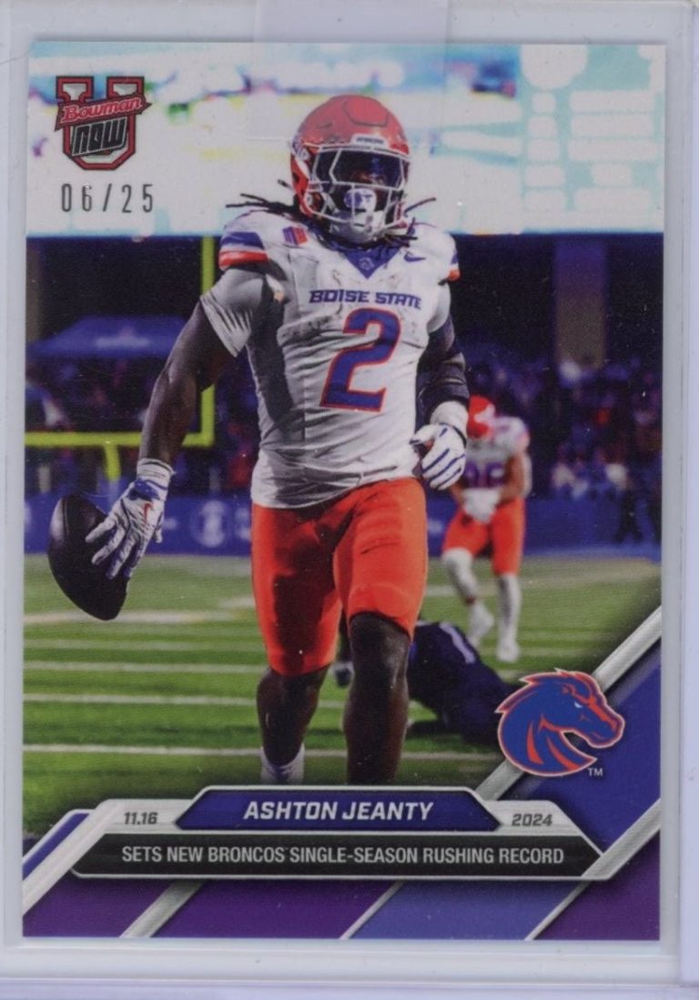 2024 Bowman U Now Ashton Jeanty #43 Purple /25 Boise State Broncos Card