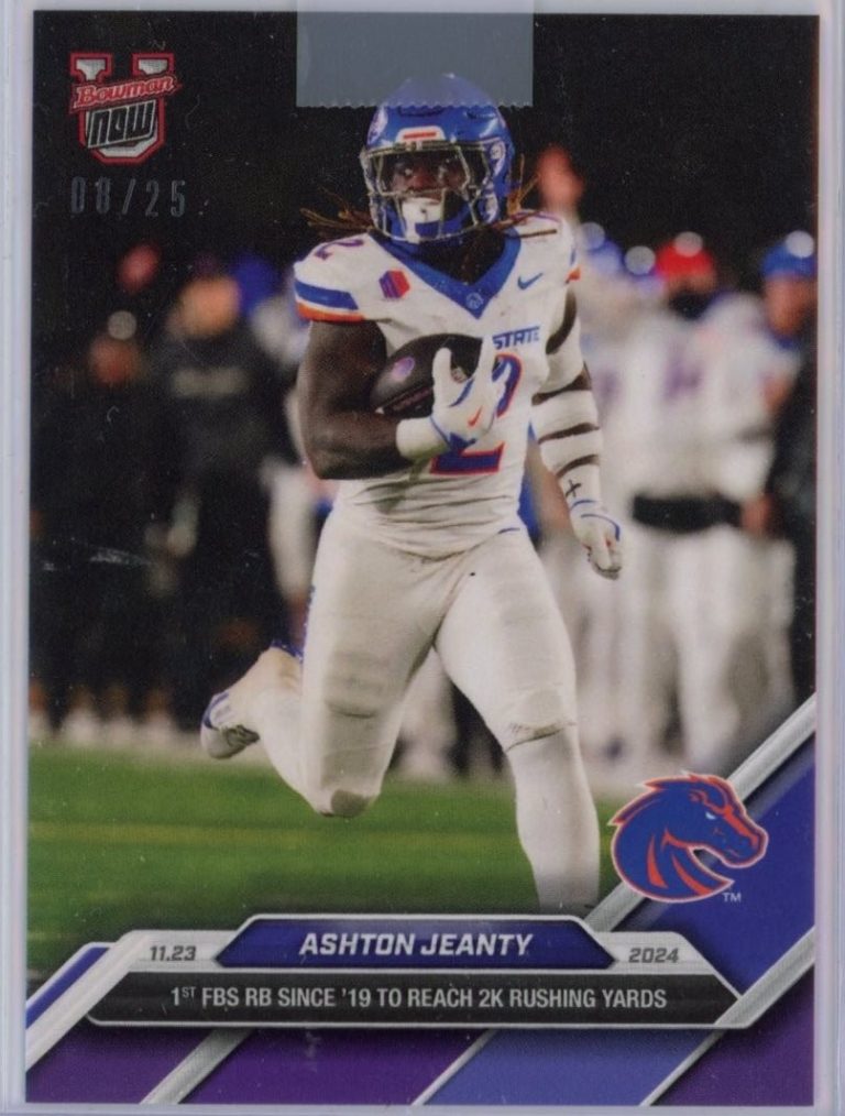 2024 Bowman U Now Ashton Jeanty #48 Purple /25 Boise State Broncos Card