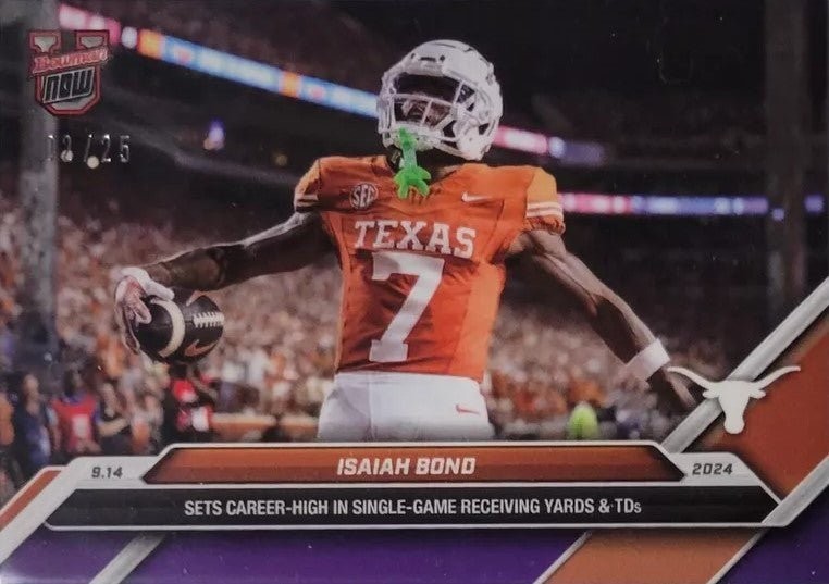 2024 Topps Bowman U Now Isaiah Bond #13 Purple #/25 Texas Longhorns Car