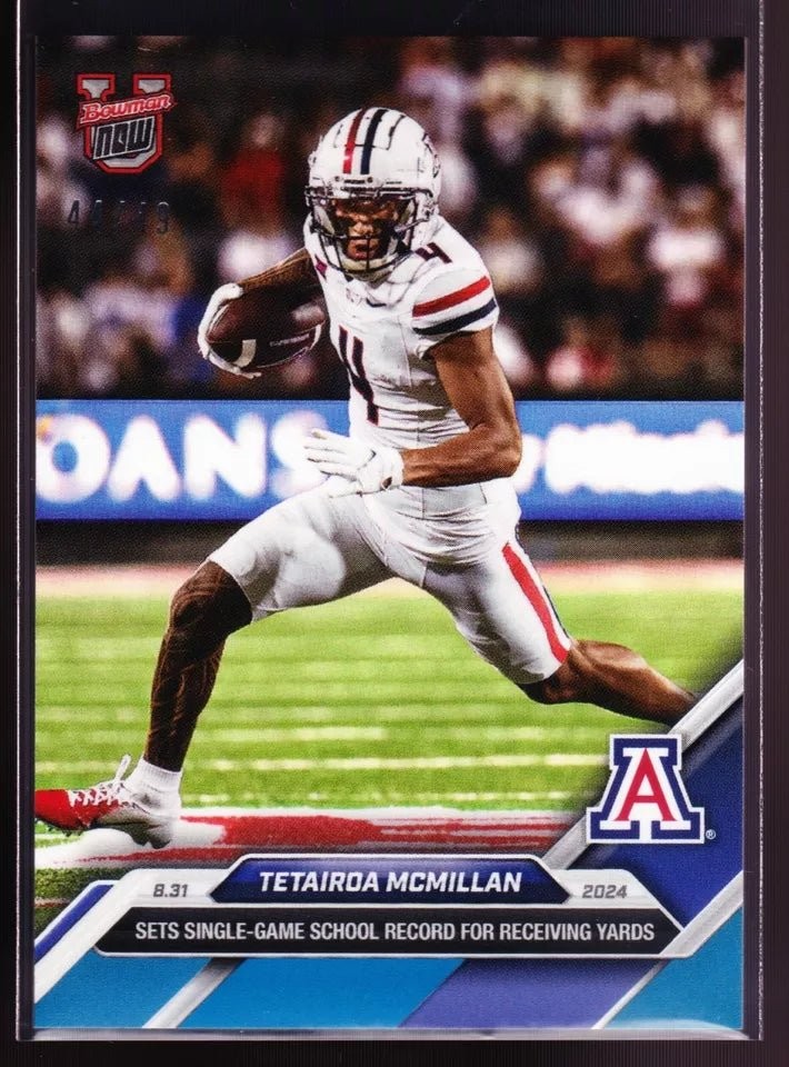 2024 Bowman U Now Tetairoa McMillan #Blue #/49 Arizona Wildcats Card