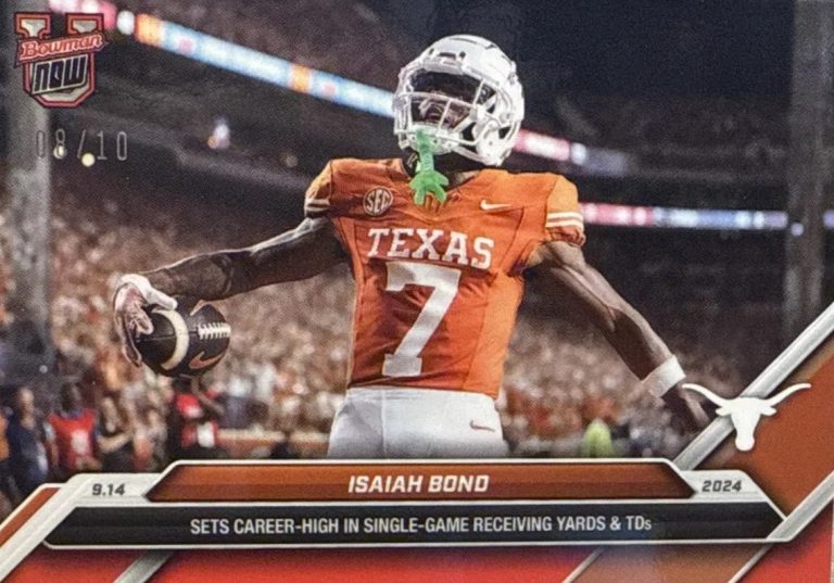 2024 Topps Bowman U Now Isaiah Bond #13 Red #/10 Texas Longhorns Card