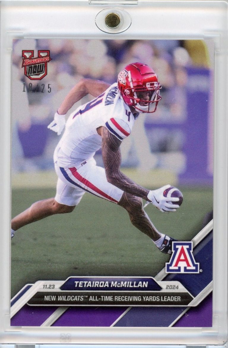 2024 Bowman Now Tetairoa McMillan #47 Purple /25 Arizona Wildcats Card