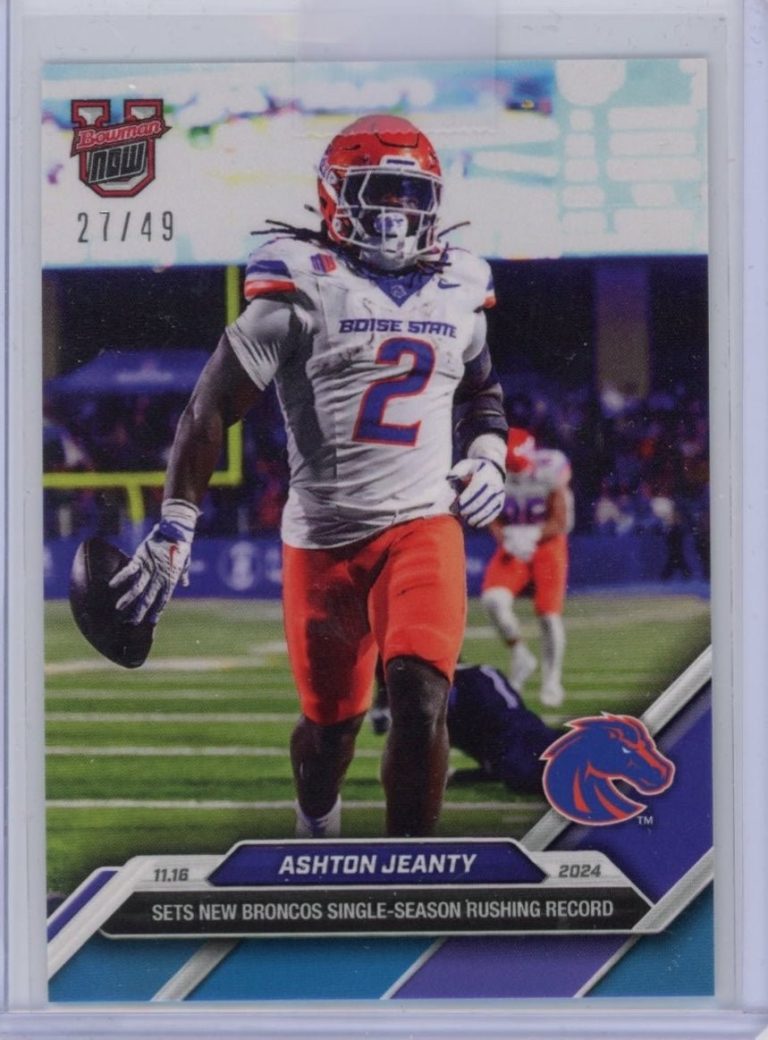 2024 Bowman U Now Ashton Jeanty #43 Blue /49 Boise State Broncos Card