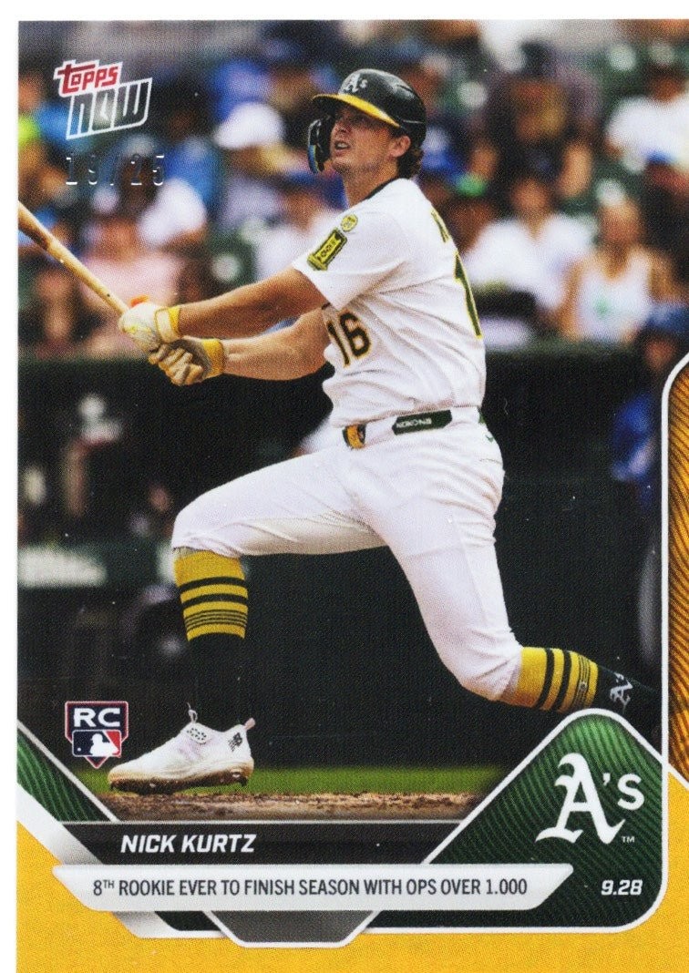 2025 Topps Now Nick Kurtz #787 Orange Foil /25 Athletics Rookie RC Card