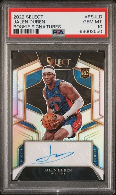 Graded 2022 Panini Select Jalen Duren #RSJLD /249 RC Prizm Auto Card PSA 10