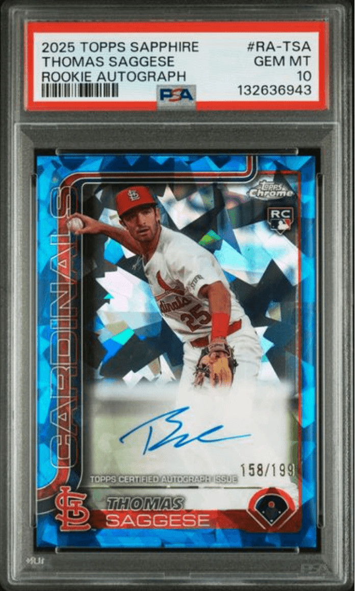 Graded 2025 Topps Sapphire Thomas Saggese #RATSA Auto /199 Card PSA 10