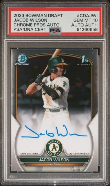 Graded 2023 Bowman Draft Jacob Wilson CDAJWI Chrome Auto Rookie Card PSA 10