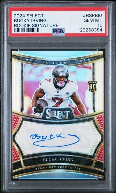 Graded 2024 Panini Select Bucky Irving #RSPBIG /399 Rookie Signature PSA 10