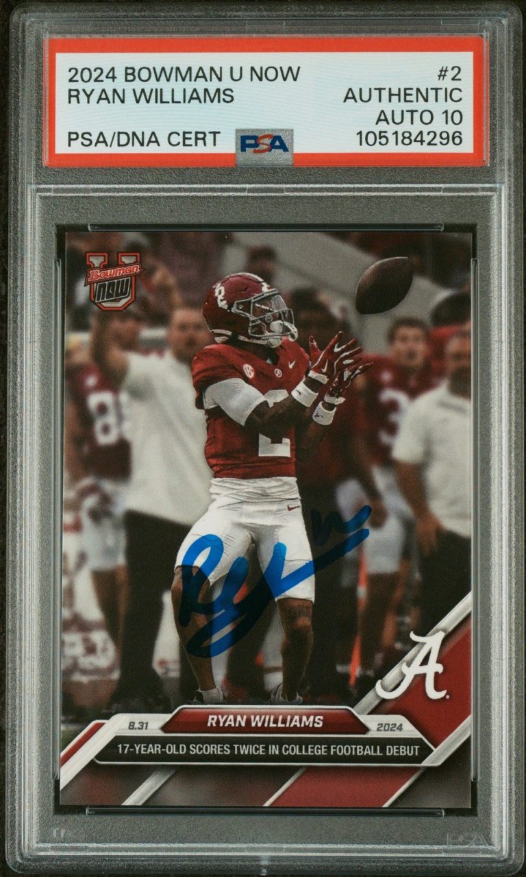 Graded 2024 Topps Bowman U Now Ryan Williams #2 Rookie Card PSA 10 Auto