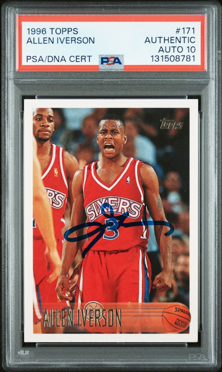 Graded 1996 Topps Allen Iverson #171 Rookie Card PSA 10 Auto Grade