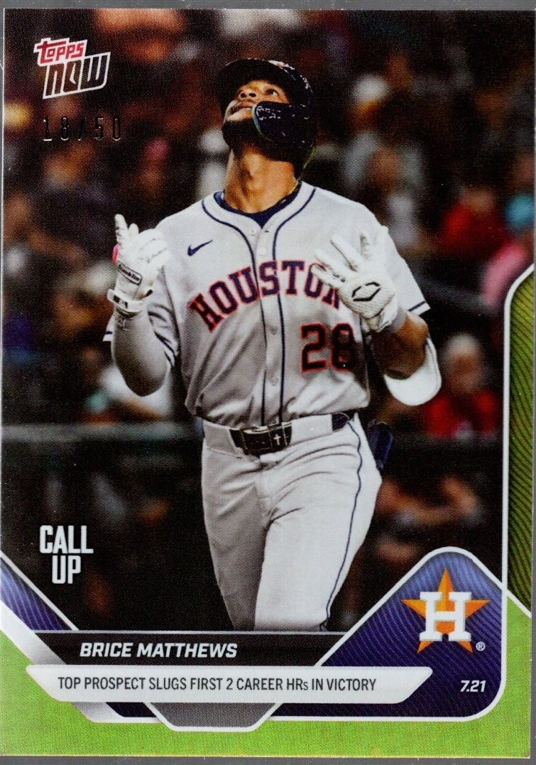 2025 Topps Now Brice Matthews #449 Gold Foil /50 Rookie RC Baseball Card