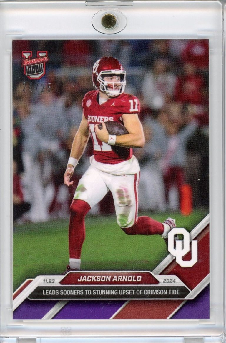 2024 Bowman U Now Jackson Arnold #46 Purple /25 Oklahoma Sooners Card
