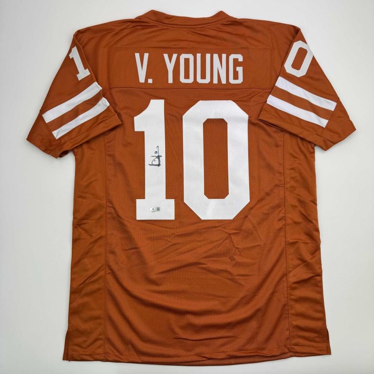Autographed/Signed VINCE YOUNG Texas Orange College Jersey JSA COA Auto