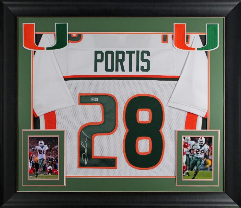 Miami Clinton Portis Authentic Signed White Pro Style Framed Jersey BAS Witness