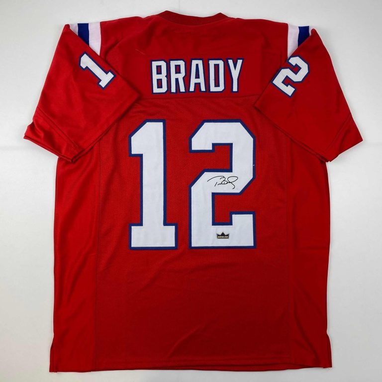 Facsimile Autographed Tom Brady New England Red Jersey Size Men's XL