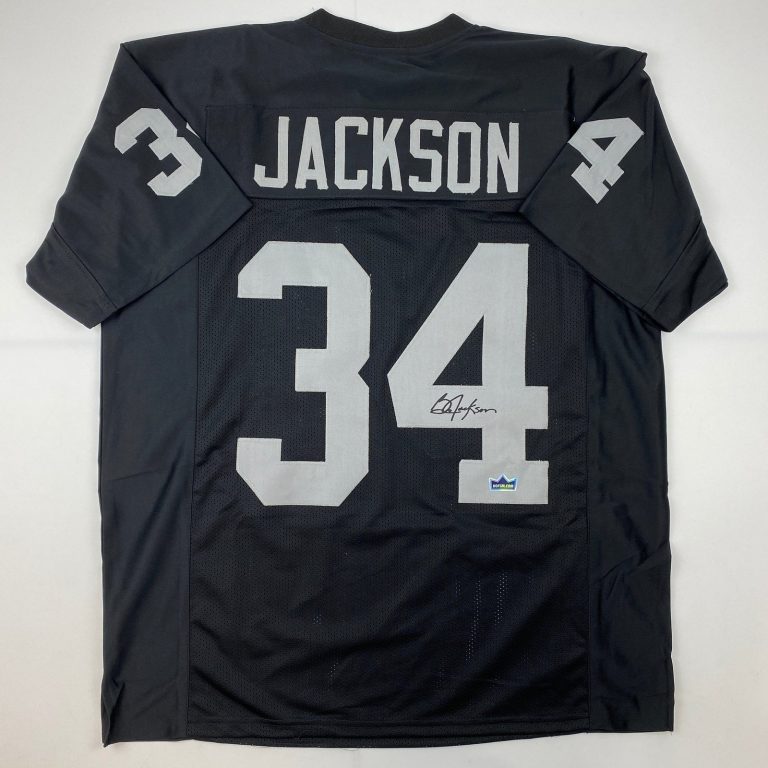 Facsimile Autographed Bo Jackson Oakland Las Vegas Black Jersey Men's XL