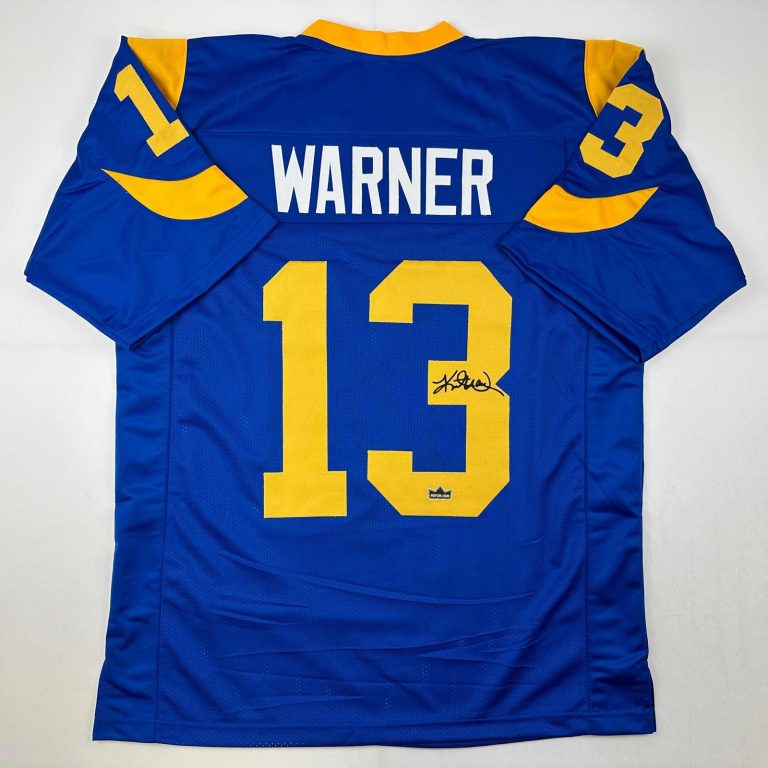 Facsimile Autographed Kurt Warner St. Louis Royal Blue Retro Jersey XL