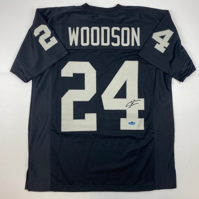Facsimile Autographed Charles Woodson Oakland Black Jersey Size Men's XL