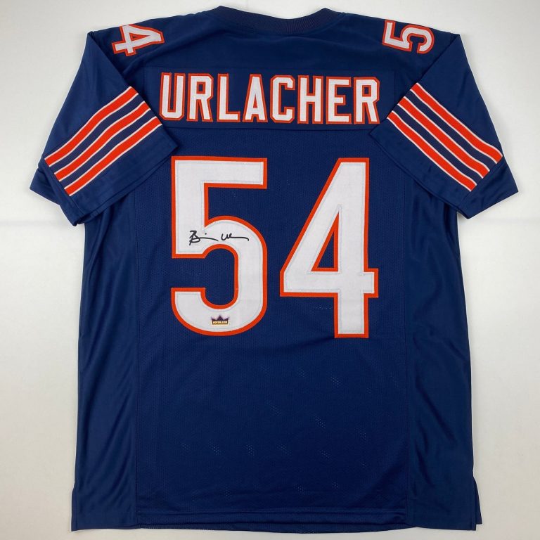 Facsimile Autographed Brian Urlacher Chicago Blue Jersey Size Men's XL