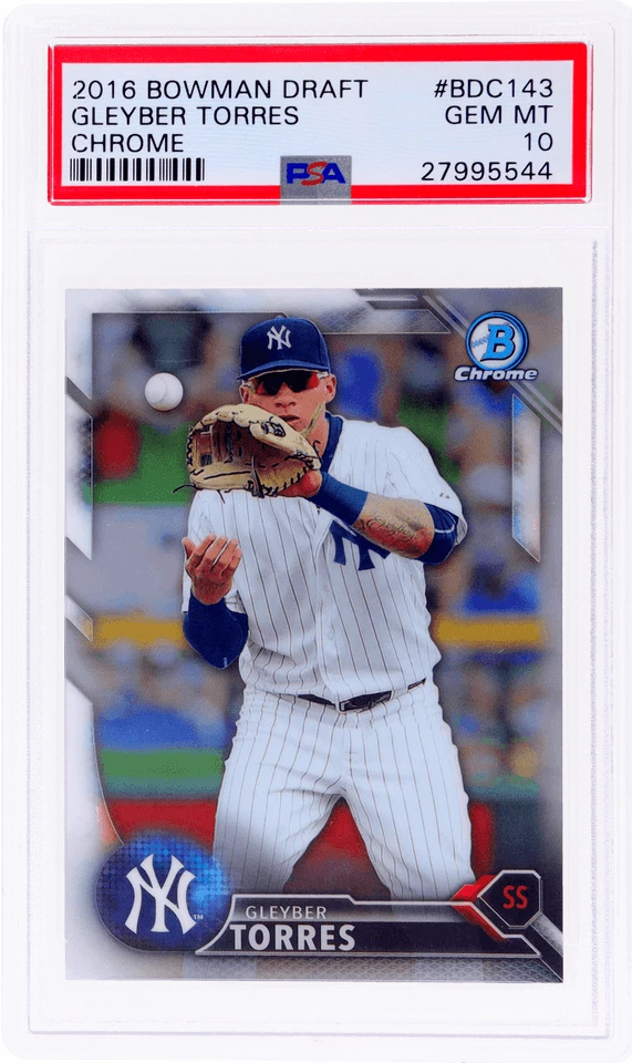 Graded 2016 Bowman Draft Gleyber Torres #BDC143 Chrome RC Card PSA 10