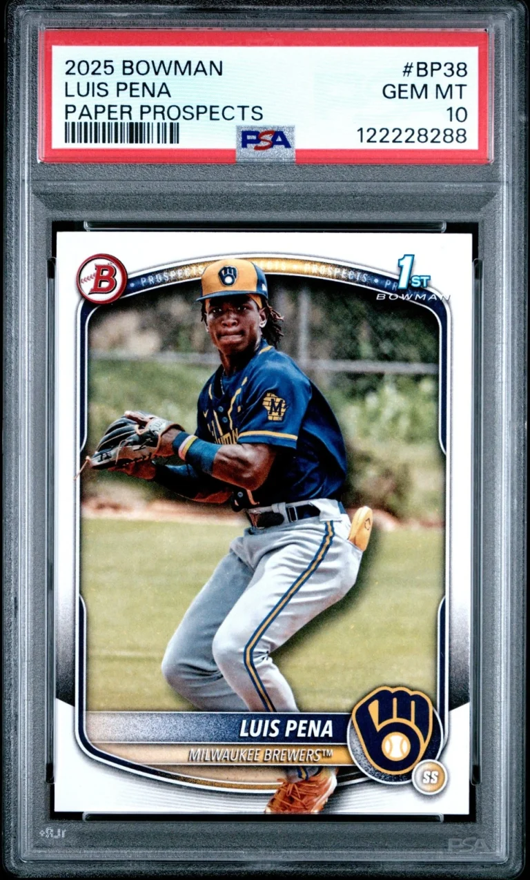 Graded 2025 Topps Bowman Luis Pena #BP38 Paper Prospects RC Card PSA 10