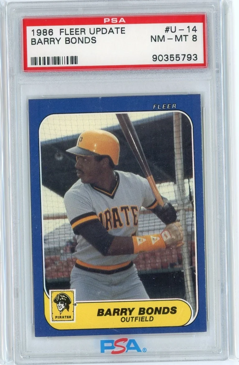 Graded 1986 Fleer Update Barry Bonds #U144444 Rookie RC Baseball Card PSA 8