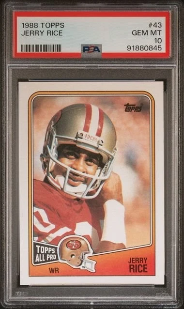 Graded 1988 Topps Jerry Rice #43 Football Card PSA 10 Gem Mint