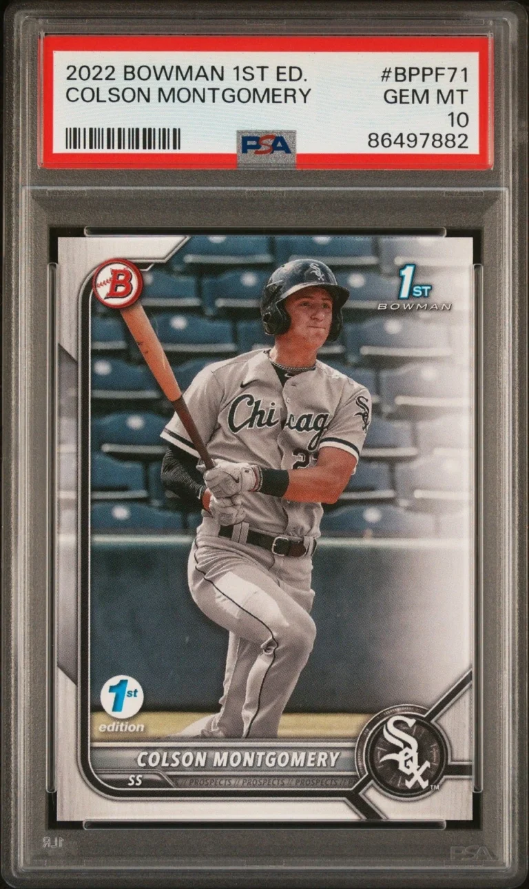 Graded 2022 Topps Bowman 1st Ed Colson Montgomery #BPPF71 Card PSA 10