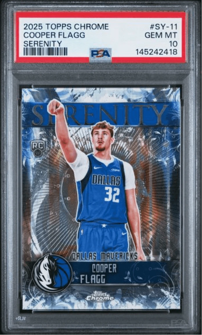 Graded 2025 Topps Chrome Cooper Flagg #SY11 Serenity RC Card PSA 10