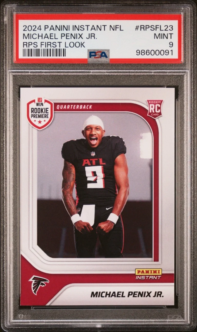 Graded 2024 Panini Instant NFL Michael Penix Jr #RPSFL23 RC Card PSA 9