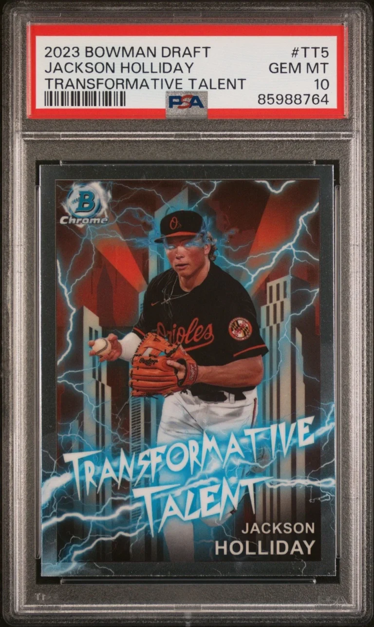 Graded 2023 BWM Draft Jackson Holliday #TT5 Trans Talent RC Card PSA 10