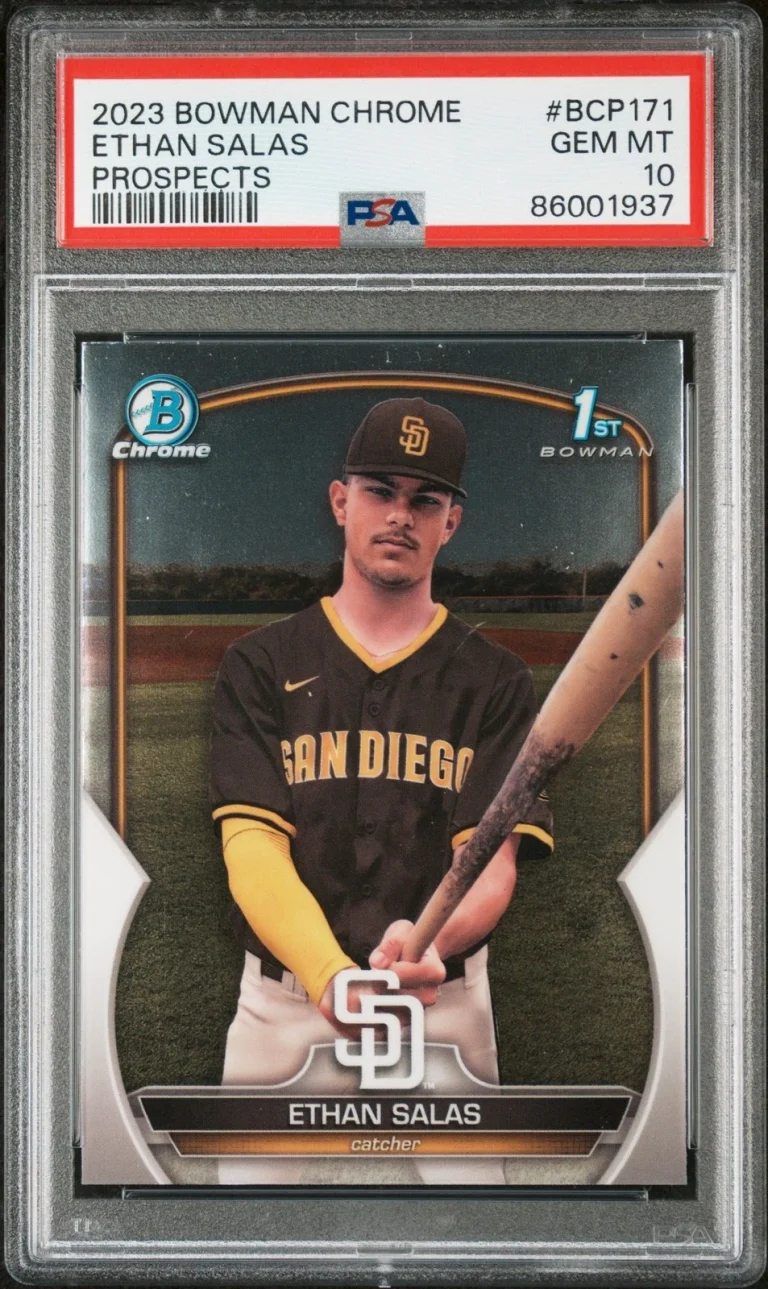 Graded 2023 Bowman Chrome Ethan Salas #BCP171 Prospects RC Card PSA 10