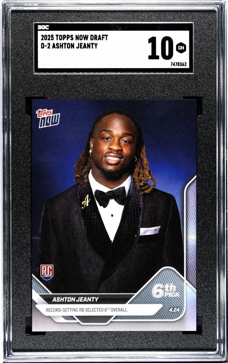 Graded 2025 Topps Now Ashton Jeanty #D2 Rookie RC Card SGC 10 Gem Mint