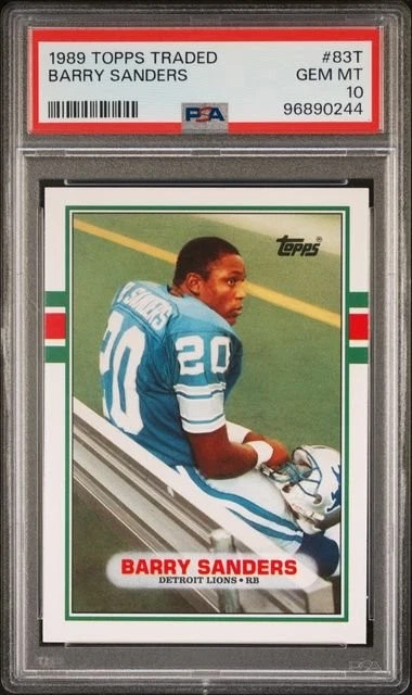 Graded 1989 Topps Traded Barry Sanders #83TTT Rookie RC Card PSA 10