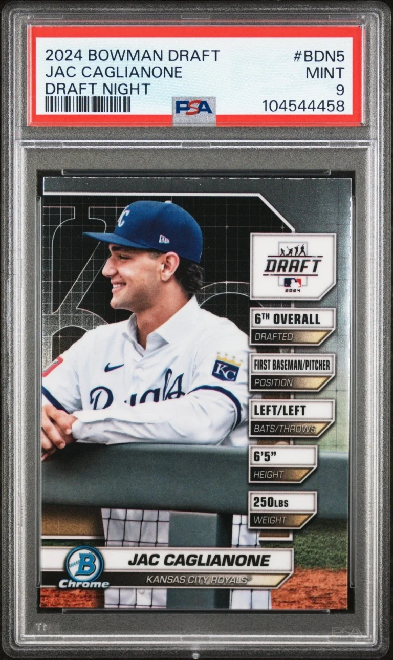 Graded 2024 Topps Bowman Draft Jac Caglianone #BDN5 Rookie Card PSA 9