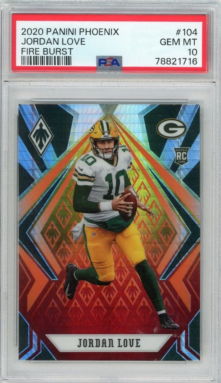 Graded 2020 Panini Phoenix Jordan Love #104 Fire Burst RC Card PSA 10