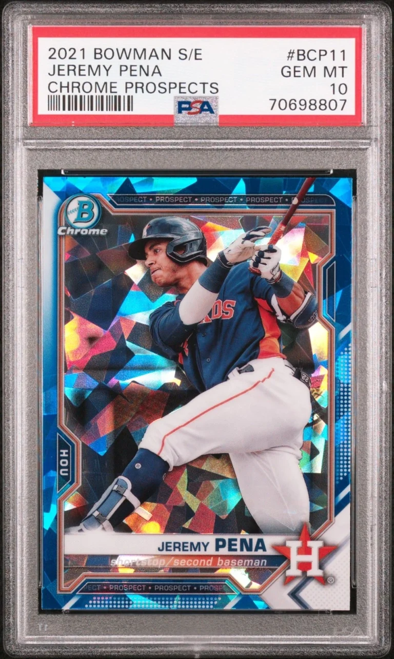Graded 2021 BWM Sapphire Jeremy Pena #BCP11 Chrome Pros RC Card PSA 10