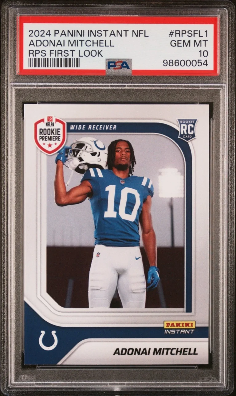Graded 2024 Panini Instant NFL Adonai Mitchell #RPSFL1 RC Card PSA 10