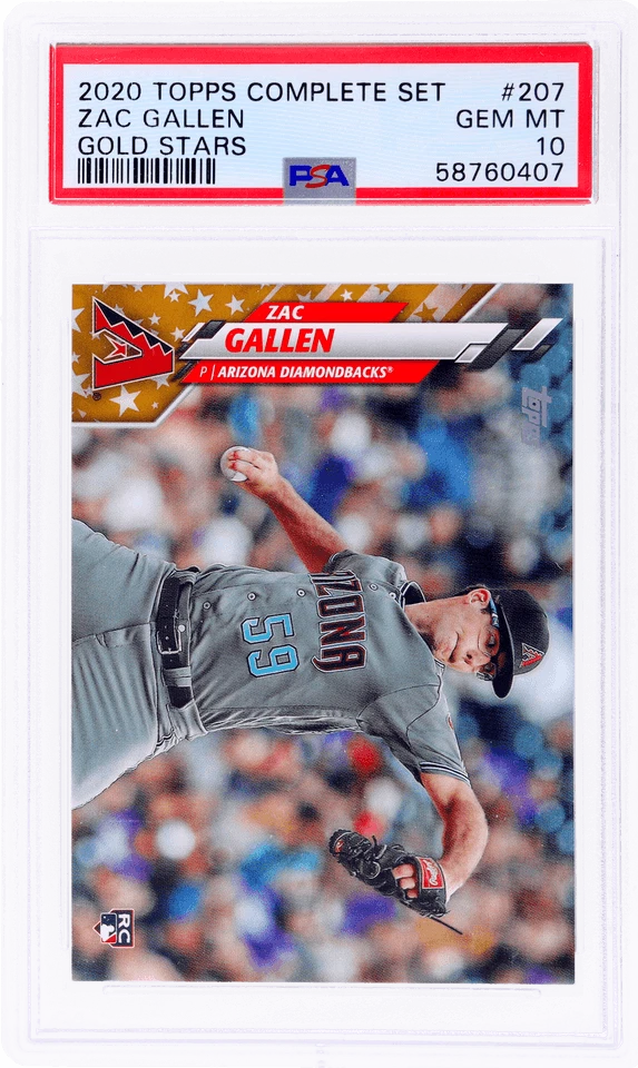 Graded 2020 Topps Complete Set Zac Gallen #207 Gold Star RC Card PSA 10