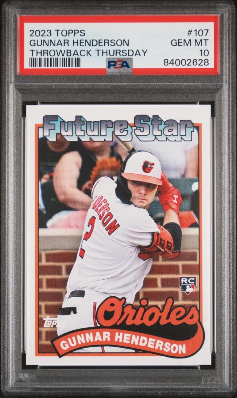 Graded 2023 Topps Gunnar Henderson #107 Throwback Thursday Card PSA 10