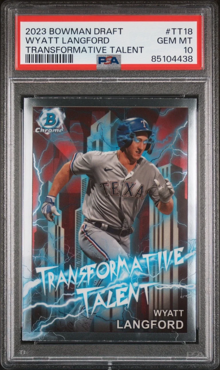 Graded 2023 Bowman Draft Wyatt Langford #TT18 Trans Talent Card PSA 10