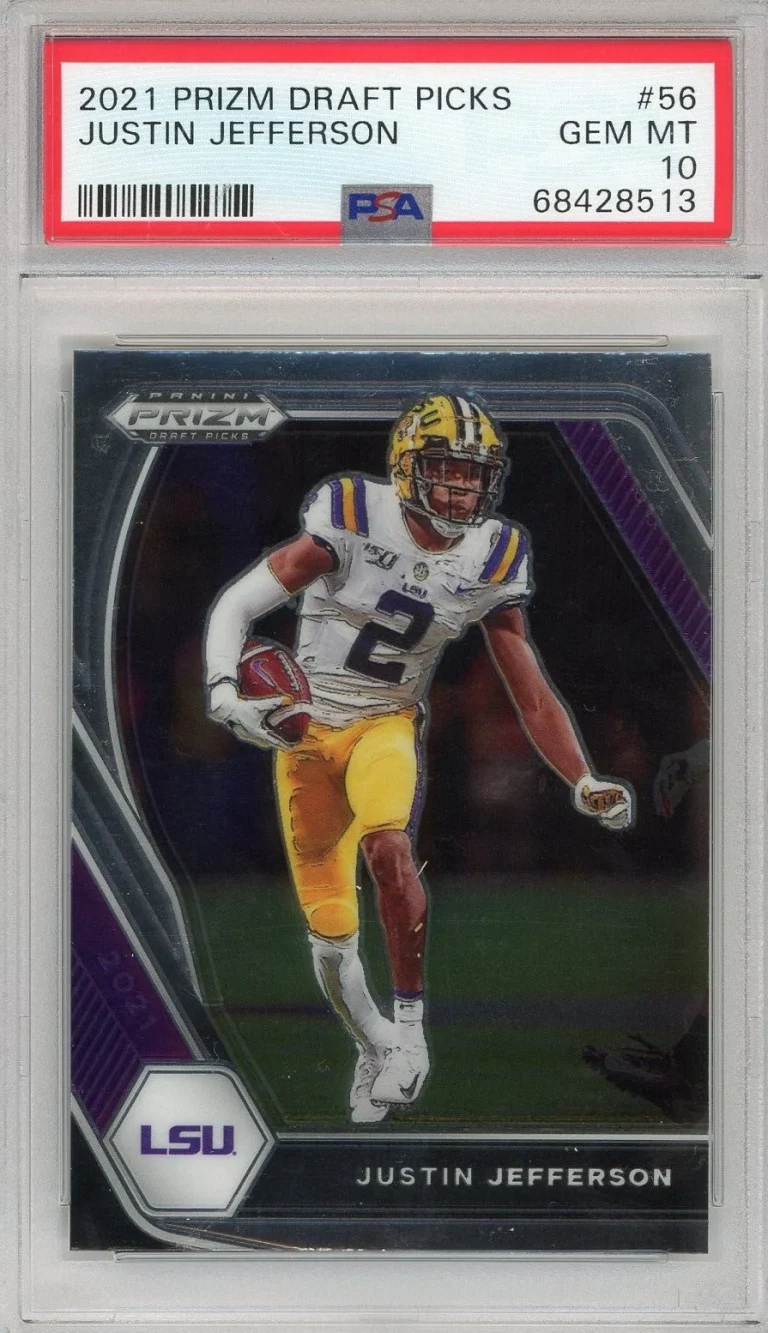 Graded 2021 Prizm Draft Picks Justin Jefferson #56 Rookie Card PSA 10